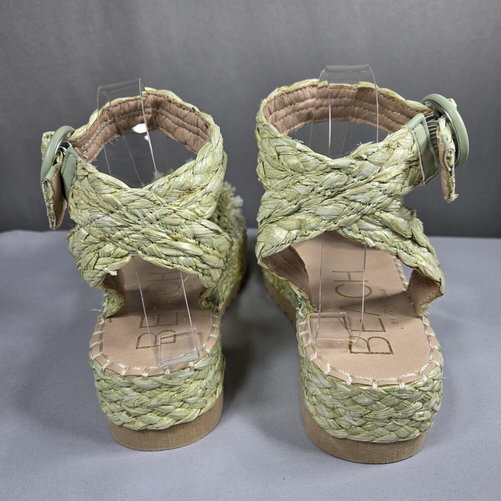 Beach Matisse Seashore Sandals Womens 8 Green Raffia Espadrille Wedge Platform - Picture 8 of 10